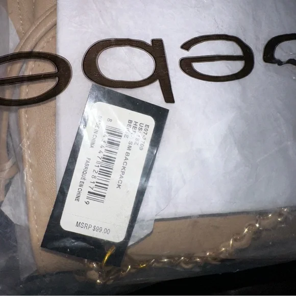 Bebe backpack- Beige -Hera Small Backpack Handbag Purse Vegan Leather NWT $99 - Picture 2 of 6